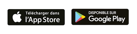Les logos des stores Apple et Android